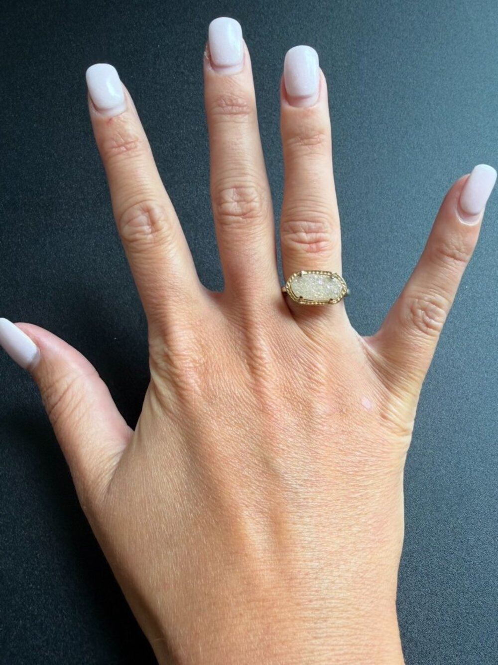 Kendra Scott Elle Gold Ring Iridescent Drusy Size 6